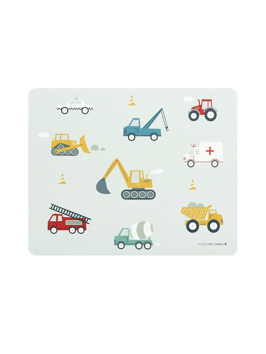 A Little Lovely Company Plastic Placemat Vehicles Green 43x34cm