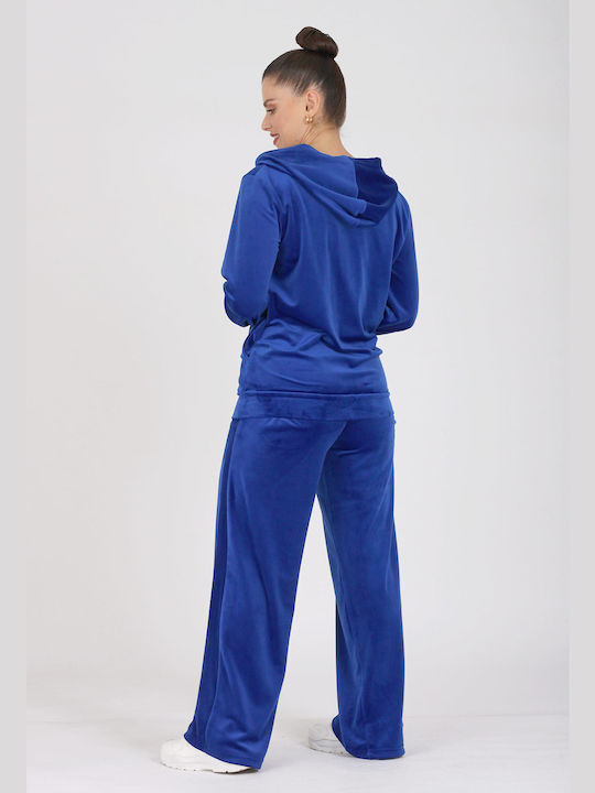 Boutique Damen-Sweatpants-Set Blau Samt