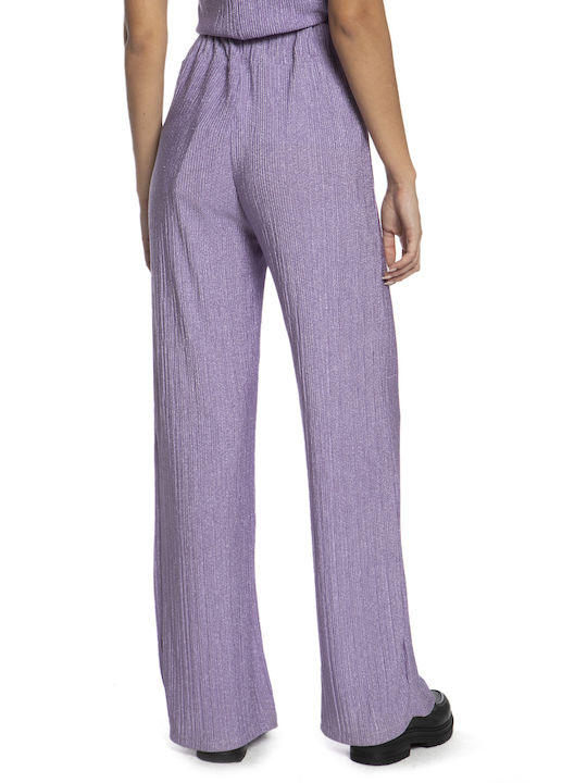 Cavalieri Women's Fabric Trousers with Elastic Purple