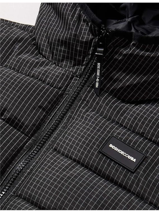 Gestepptes Daunen-Kinderjacke Kurze mit Futter & Kapuze Schwarz