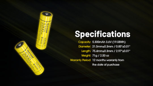 NiteCore NL2153HP Презареждаща батерия 21700 Li-ion 5300mAh 3.6V 1бр
