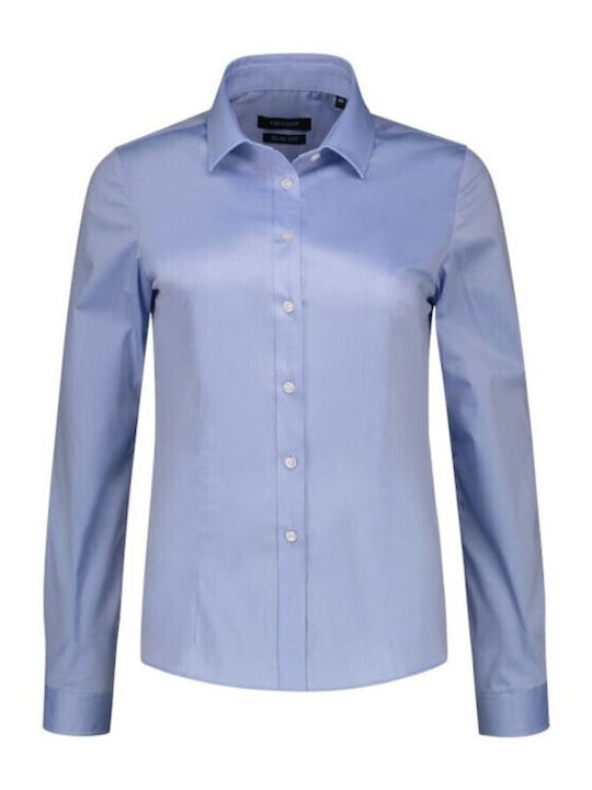 Langärmelig Damen Hemd Hellblau
