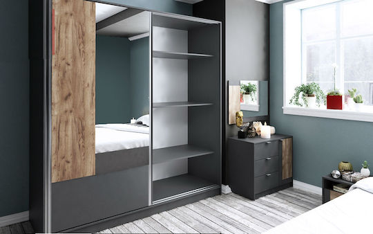 Schlafzimmer Set Brooklyn Graphite 160x200cm 6Stück