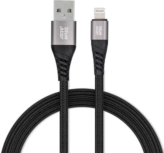 Blue Star Braided USB-A la Cablu Lightning Negru 1.2m (594889)