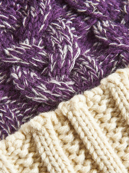 Verde Pom Pom Beanie Beanie Knitted in Purple color