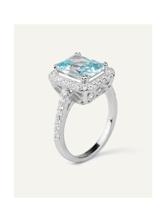 Sterling Silver 925 ring Melina Light Blue Silver