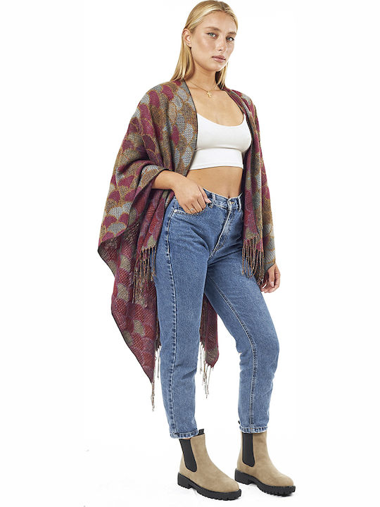 Poncho Burgundy Pentru Femei