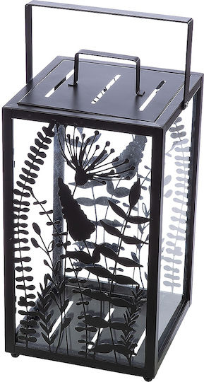 ArteLibre Tabletop Metallic Lantern Black 25x25x48cm