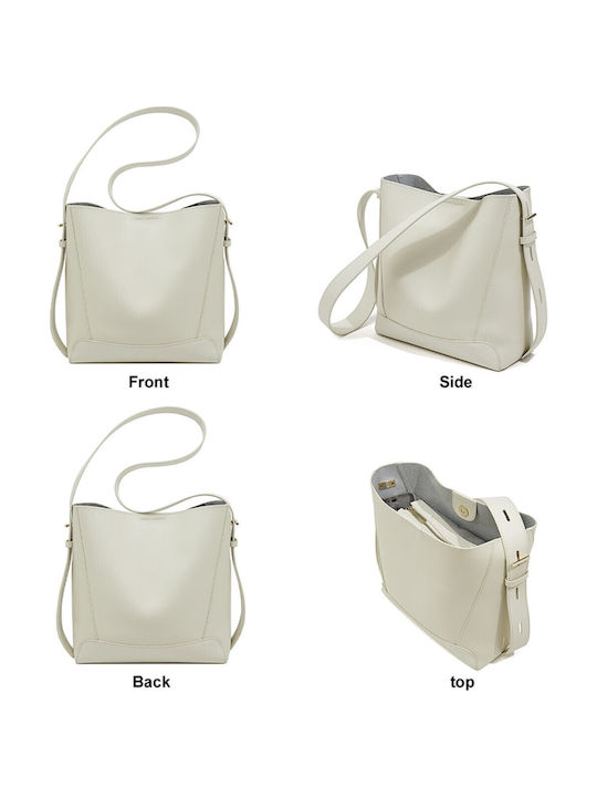 Leather Women's Bag Shopper Shoulder White