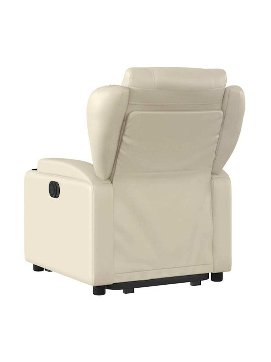Relax Armchair with Footstool from Leatherette Cream 77x94.5x100cm