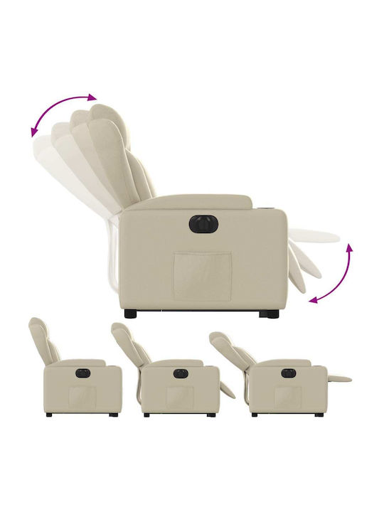 Relax Armchair with Footstool from Leatherette Cream 77x94.5x100cm