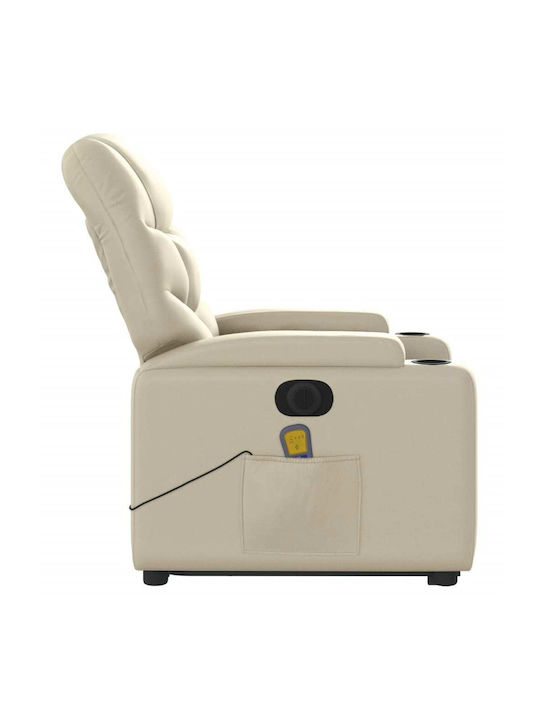 Relax Armchair Massage with Footstool from Leatherette Cream 74x89x100cm