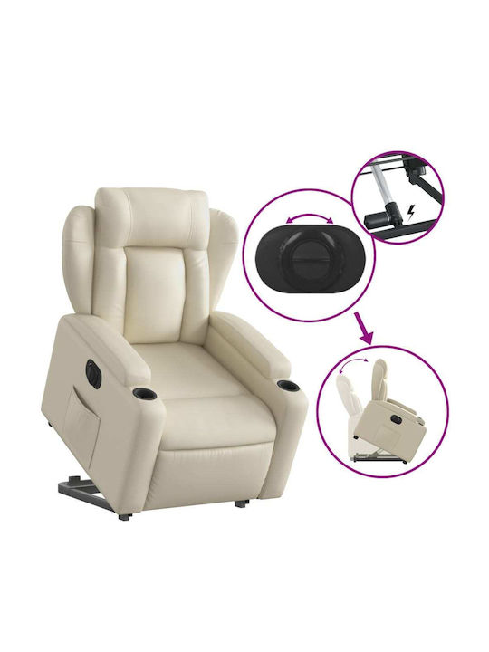 Relax Armchair with Footstool from Leatherette Cream 77x94.5x100cm