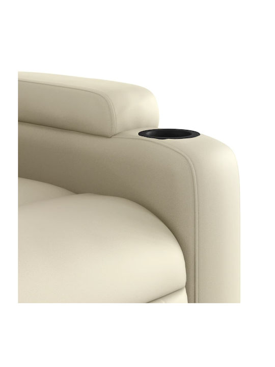 Relax Armchair with Footstool from Leatherette Cream 77x94.5x100cm