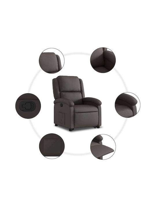 Relaxsessel mit Fußhocker aus echtem Leder Dark Brown 71x86.5x99.5cm