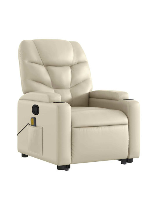 Relaxsessel Friseurwaschbecken mit Fußhocker aus Kunstleder Cream 74x89x100cm