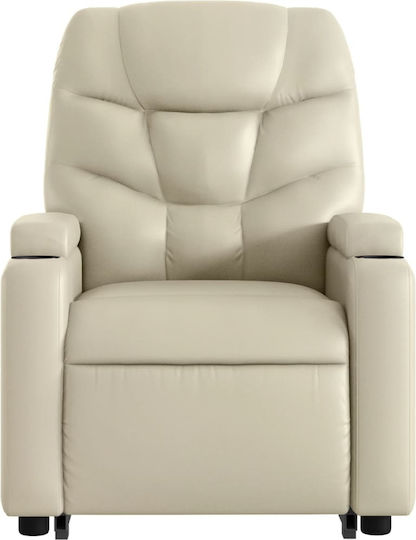 Πολυθρόνα Relax Massage με Υποπόδιο από Δερματίνη Κρεμ 74x89x100cm