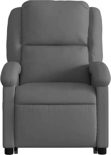 Фотьойл Relax Масаж С поставка за крака от Естествена Кожа Сив 71x86.5x99.5см