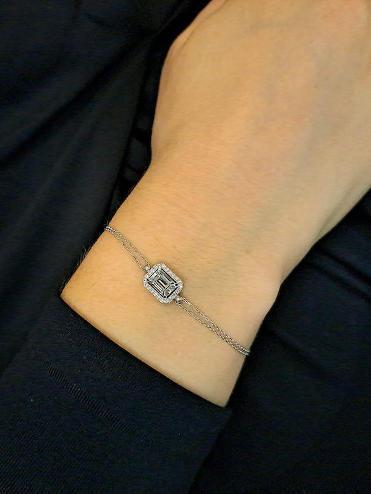 Kosmima Michalis Bracelet Chain made of White Gold 14K with Zircon