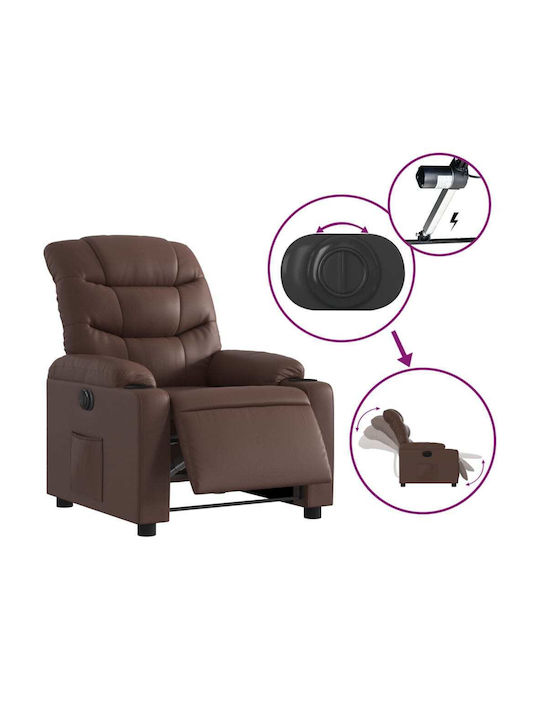 Fotoliu Relax cu Puf din Piele Ecologică Maro 75.5x93x99.5cm