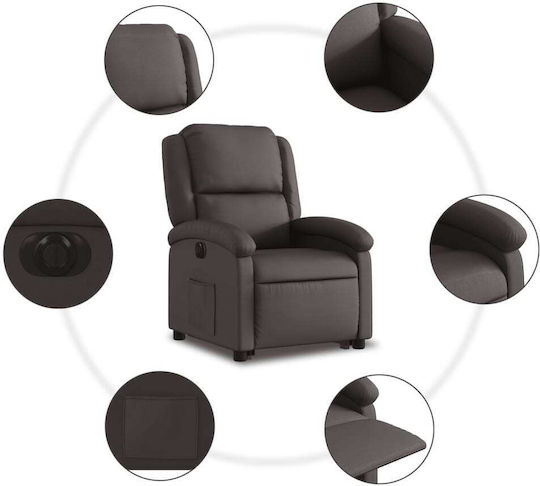 Relax Armchair with Footstool from Genuine Leather ski 71x86.5x99.5cm