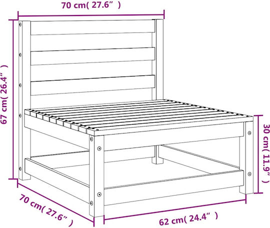 Outdoor-Sessel Hölzernes Solid Pine Wood Solid Pine Wood 70x70x67εκ.