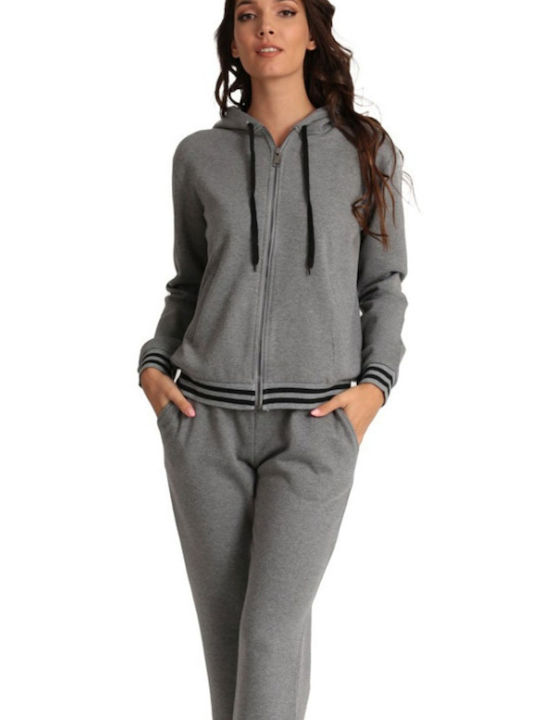 Tres Chic Damen-Sweatpants-Set Γκρι