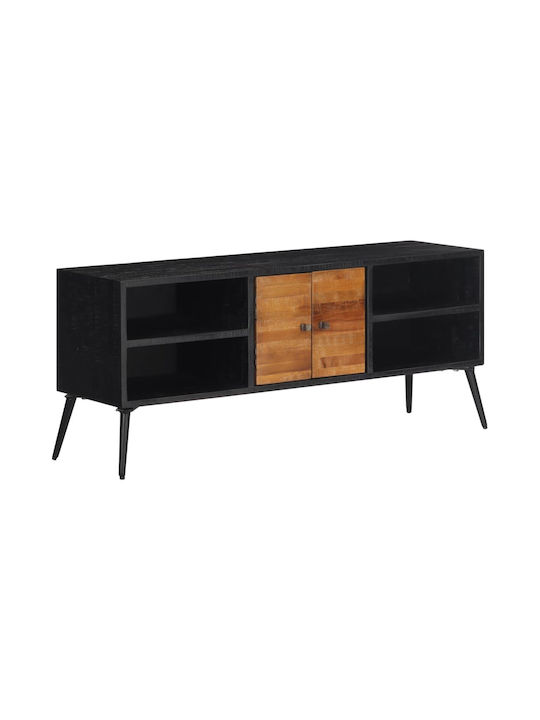 TV Stand from Solid Wood Black L112xW31xH45cm