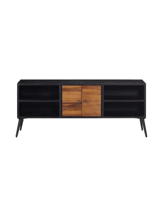 TV Stand from Solid Wood Black L112xW31xH45cm