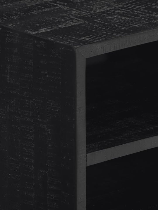 TV Stand from Solid Wood Black L112xW31xH45cm