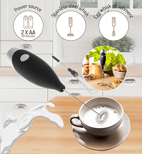 Camry Milk Frother Hand Battery Black