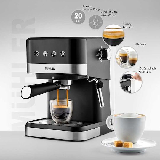 Muhler Mașină de Espresso 1050W Presiune 20bar Argintie MCM-1599