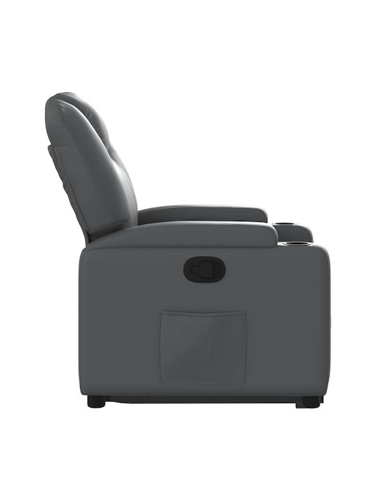 Fotoliu Relax cu Puf din Piele Ecologică Gri 74x88x97cm