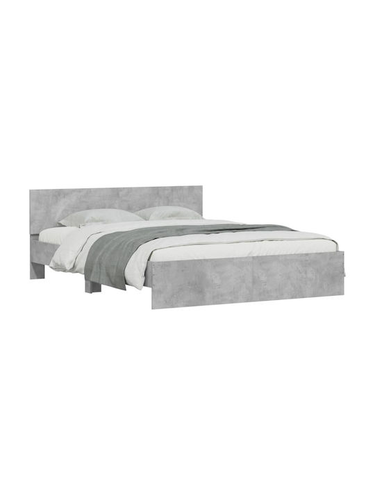 Легло Двойно Дървено Grey Concrete с Ламели за Матрак 140x200см