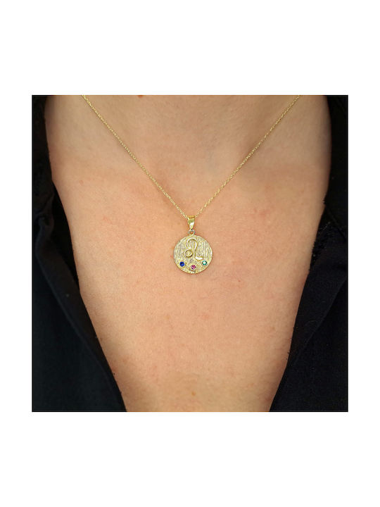 Kosmima Michalis Necklace Zodiac Sign from Gold Plated Silver with Zircon Leo