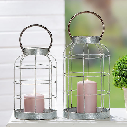 ArteLibre Tabletop Metallic Lantern Gray