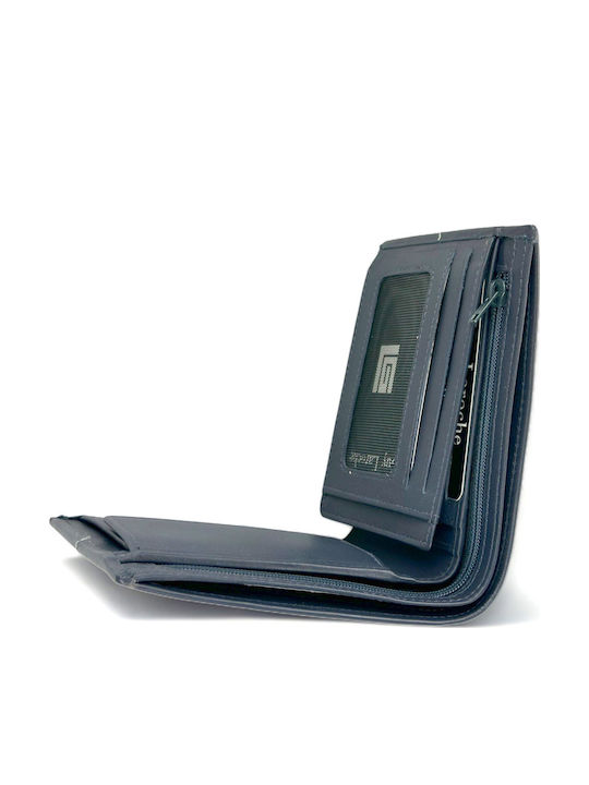 Leather Men's Wallet Classic with RFID Blue