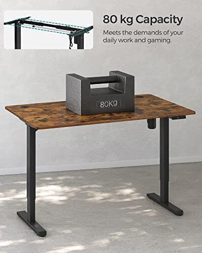 Songmics Bază de birou din Metal cu Regulator Negru 130x60x117cm