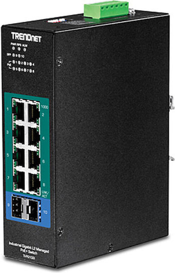 Trendnet TI-PG102I Unmanaged L2 PoE+ Switch με 8 Θύρες Gigabit (1Gbps) Ethernet και 2 SFP Θύρες