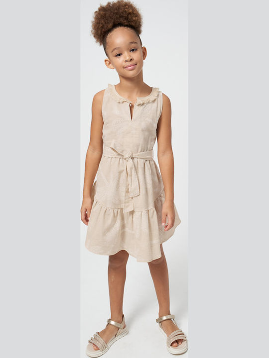 Rochie pentru Copii Fără mâneci In text: In Romanian: In Beige-cream