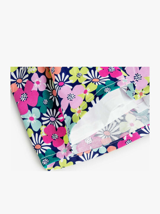 Kinderkleid Ärmellos Satin Blumen Blue