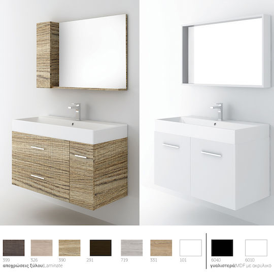 Orabella Unitate De Mobilier Pentru Baie Cu Niptiră Și Oglindă Neagră