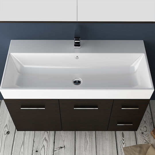 Orabella Unitate De Mobilier Pentru Baie Cu Niptiră Și Oglindă Neagră