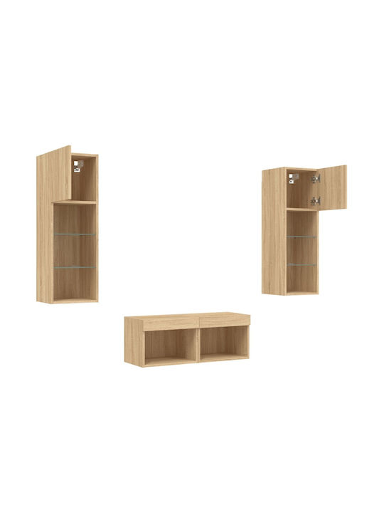Living Room TV Unit with Lighting Oaks L80xW30cm