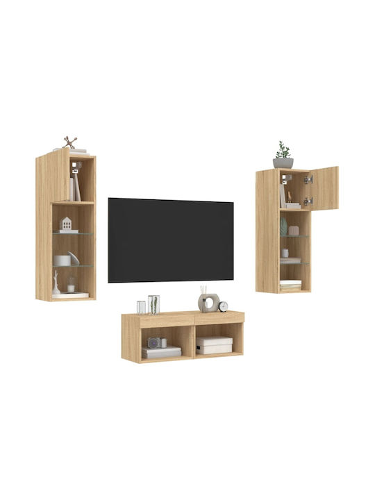 Living Room TV Unit with Lighting Oaks L80xW30cm