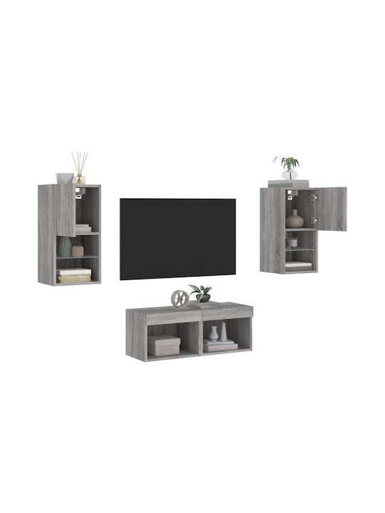 Wohnzimmer TV-Einheit Grey Sonoma mit Beleuchtung L80xB30cm