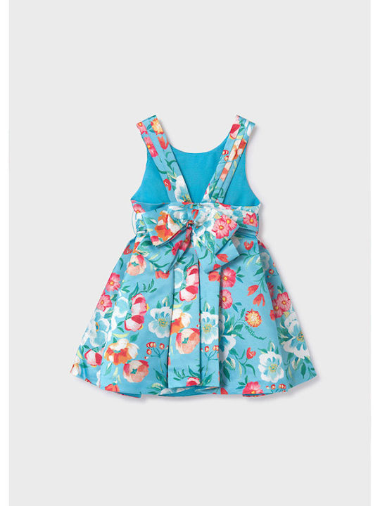 Kinderkleid Ärmellos Satin Turquoise