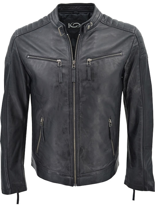 Δερμάτινα 100 Men's Winter Leather Jacket Black (Black)