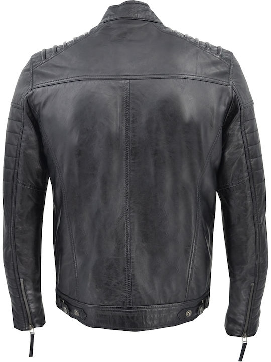 Leather Winter Jacket Biker Black
