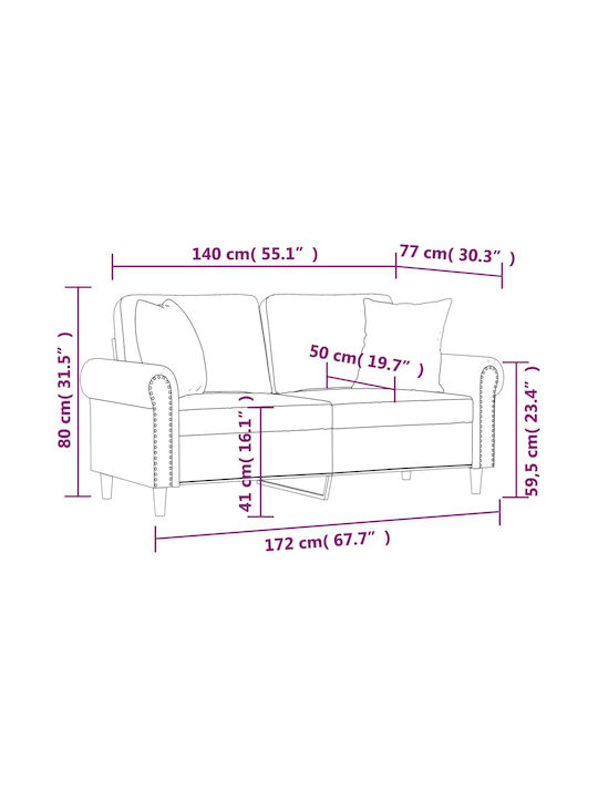 Doppelsitzer Sofa Künstliches Leder Gray 172x77x80cm